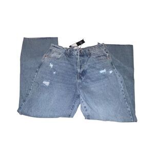 Fashion Nova Distressed High Rise Button Fly Denim Jeans Juniors Size 11